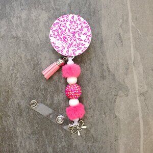 Fun Beaded Badge Reels, Handmade, retractable, clip, nurse, teacher, charms
